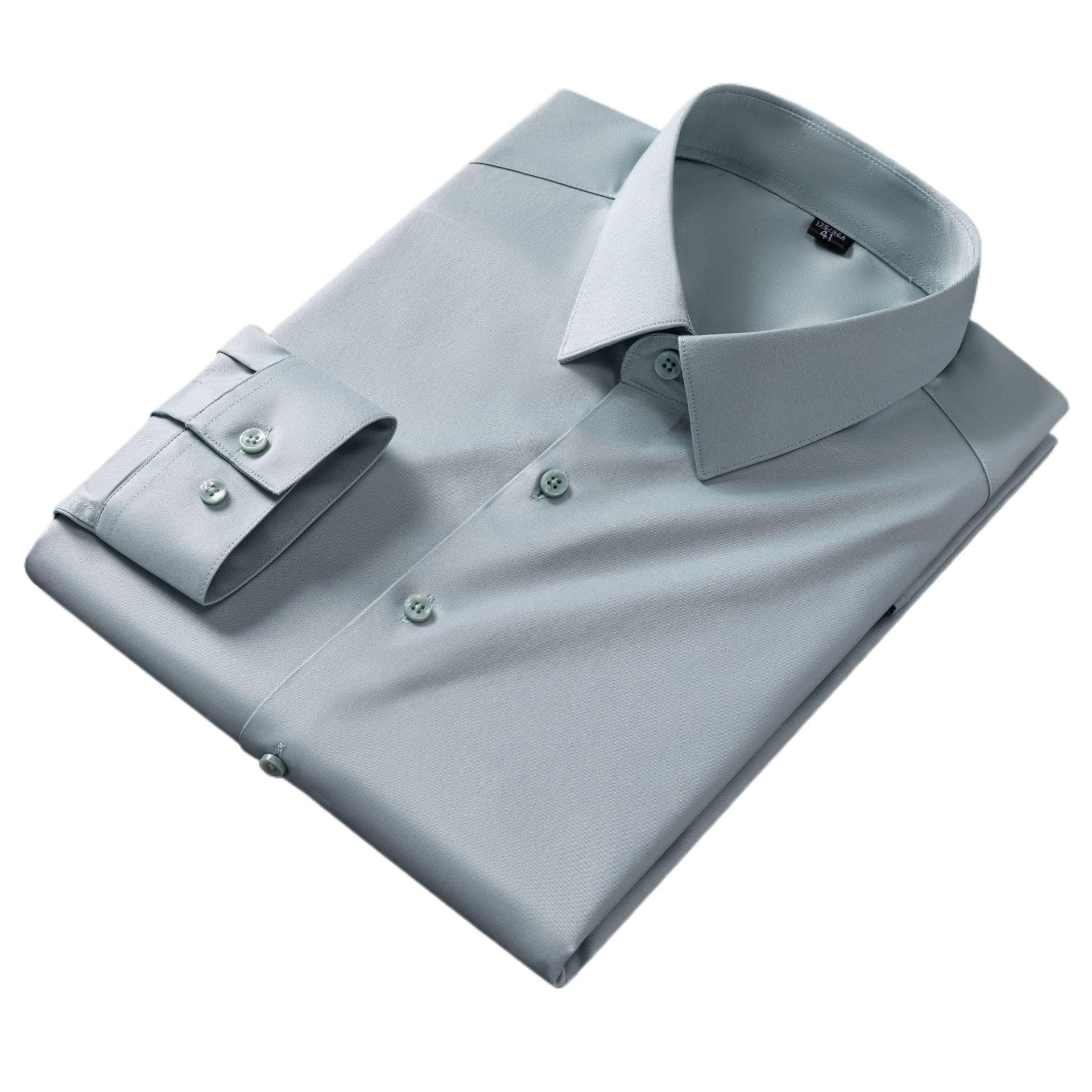 通勤衬衫纯色弹力衬衣职业装商务OL白衬衫男装长袖商务工装