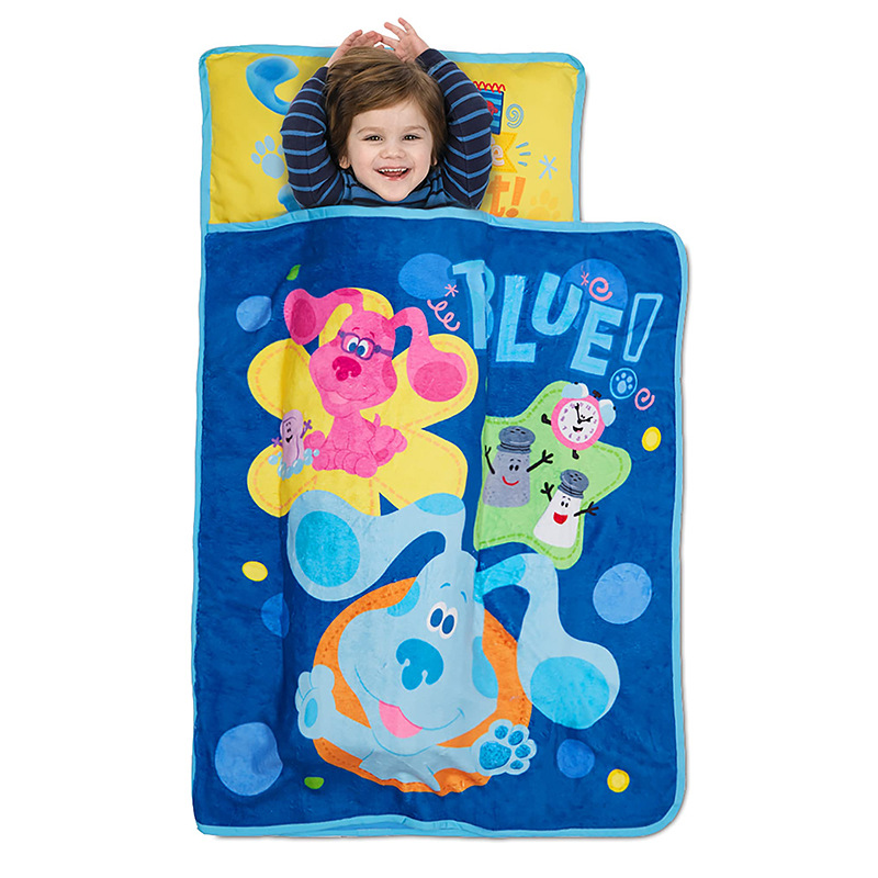 Cartoon BluesClues portable one-piece nap mat, kindergarten sleeping bag, children's blanket, anti-kick sleeping bag details Picture
