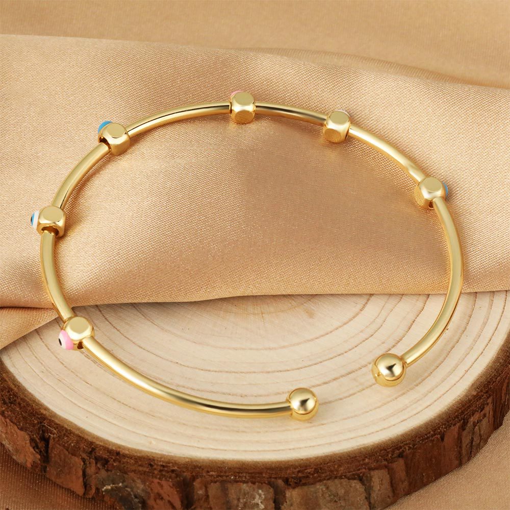 Cross-border new product: Devil's Eye Bracelet, a unique round bead fashion oil-dripping open bracelet, versatile jewelry and simple accessory details Picture