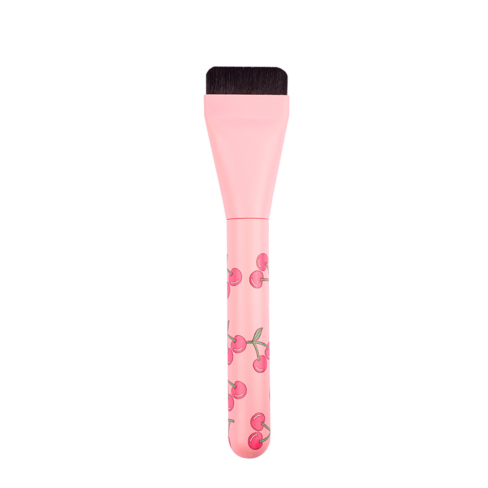 Cross-border one-line foundation brush with cherry print glue handle, seamless concealer, beginner's ultra-thin face mask brush without powder Item Picture