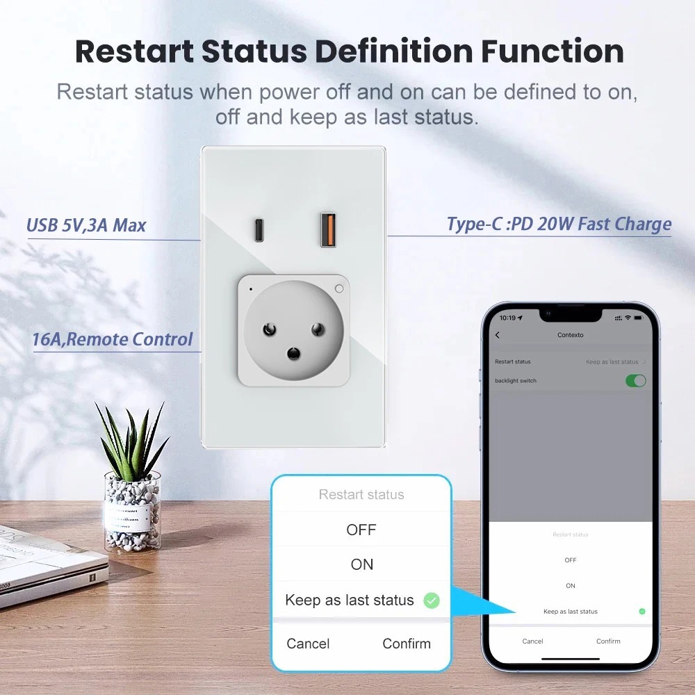 WiFi Smart Graffiti 16A Israel Wall Socket Standard Power source socket USB/Type-C Specification image
