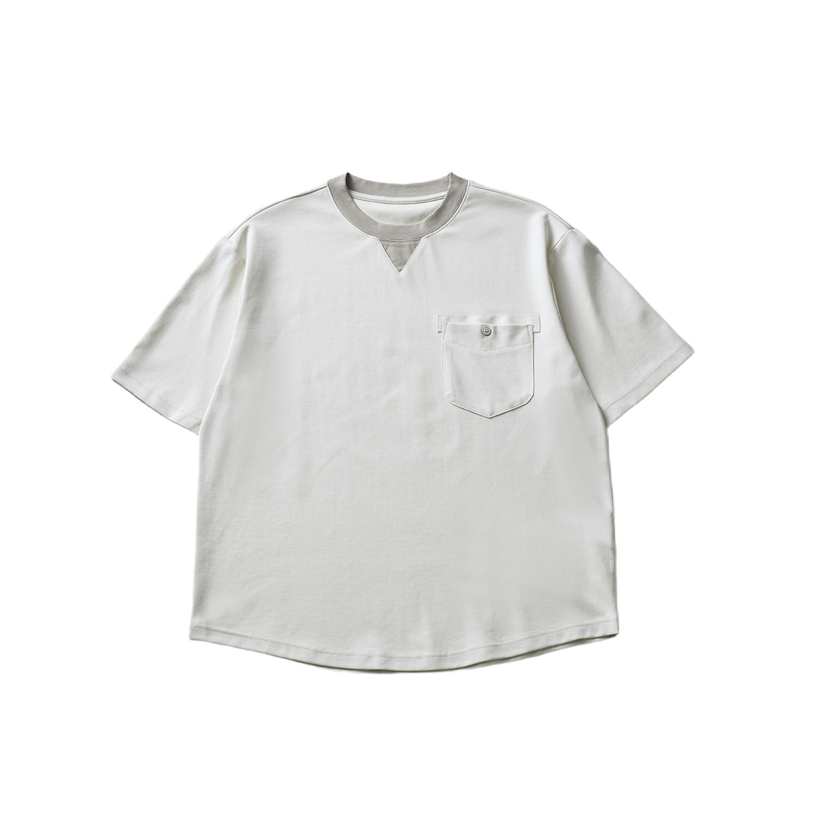 APO Men's Wear: Summer new patchwork color-blocking short-sleeved T-shirt, a trendy men's brand with a loose round-neck inner top and base layer Item Picture