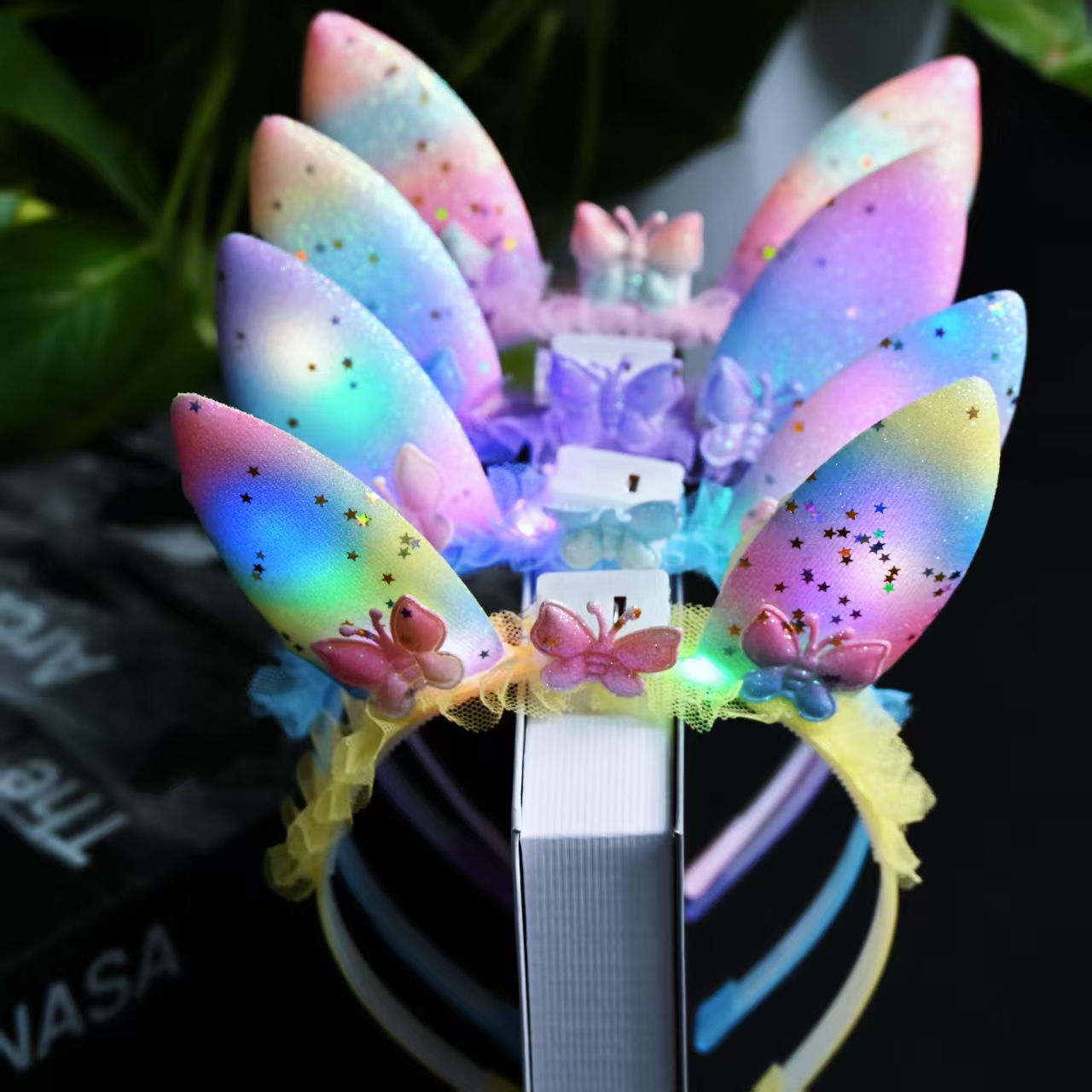 Wholesale children's hair bands, girls' headwear, girls' luminous headbands, princess flower hair clips, colorful sequined fishtail hair accessories