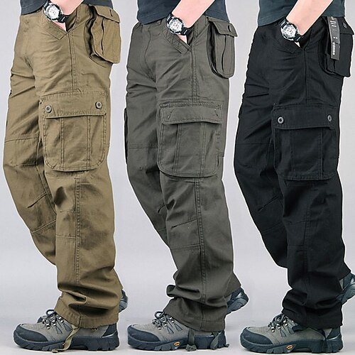 Fashionable and retro trend outdoor workwear casual pants for men: loose, durable, straight-leg, multi-pocket, versatile long pants