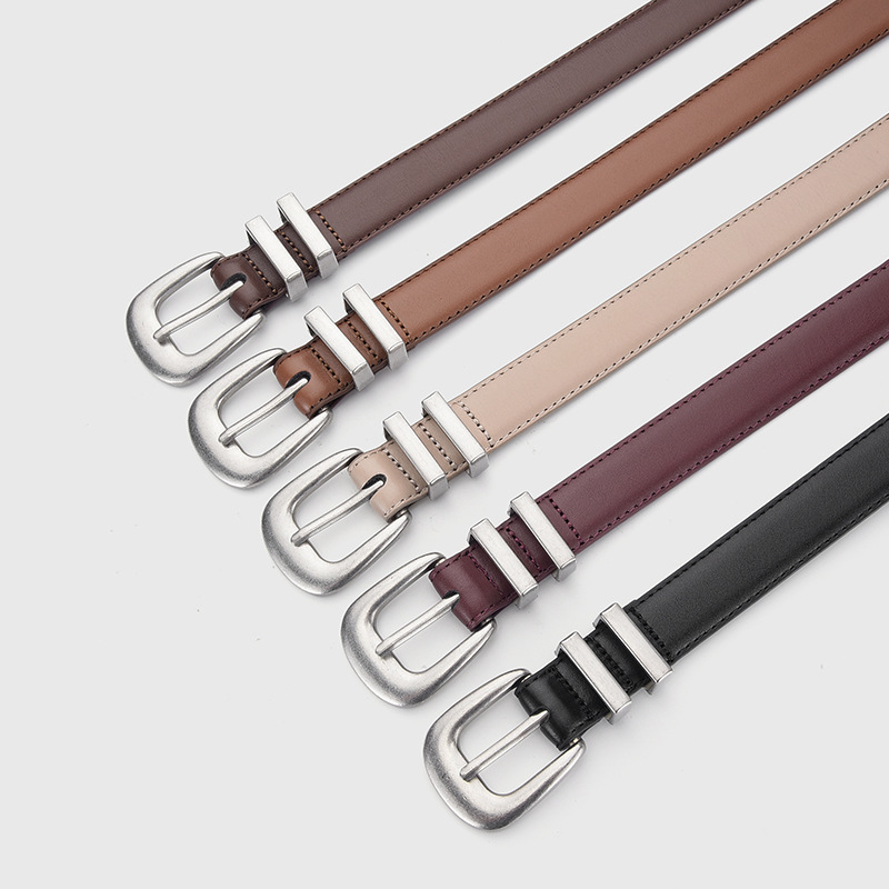 Leather women's fashionable belt, Korean-style versatile jeans for ladies, top layer cowhide needle buckle belt in stock wholesale details Picture