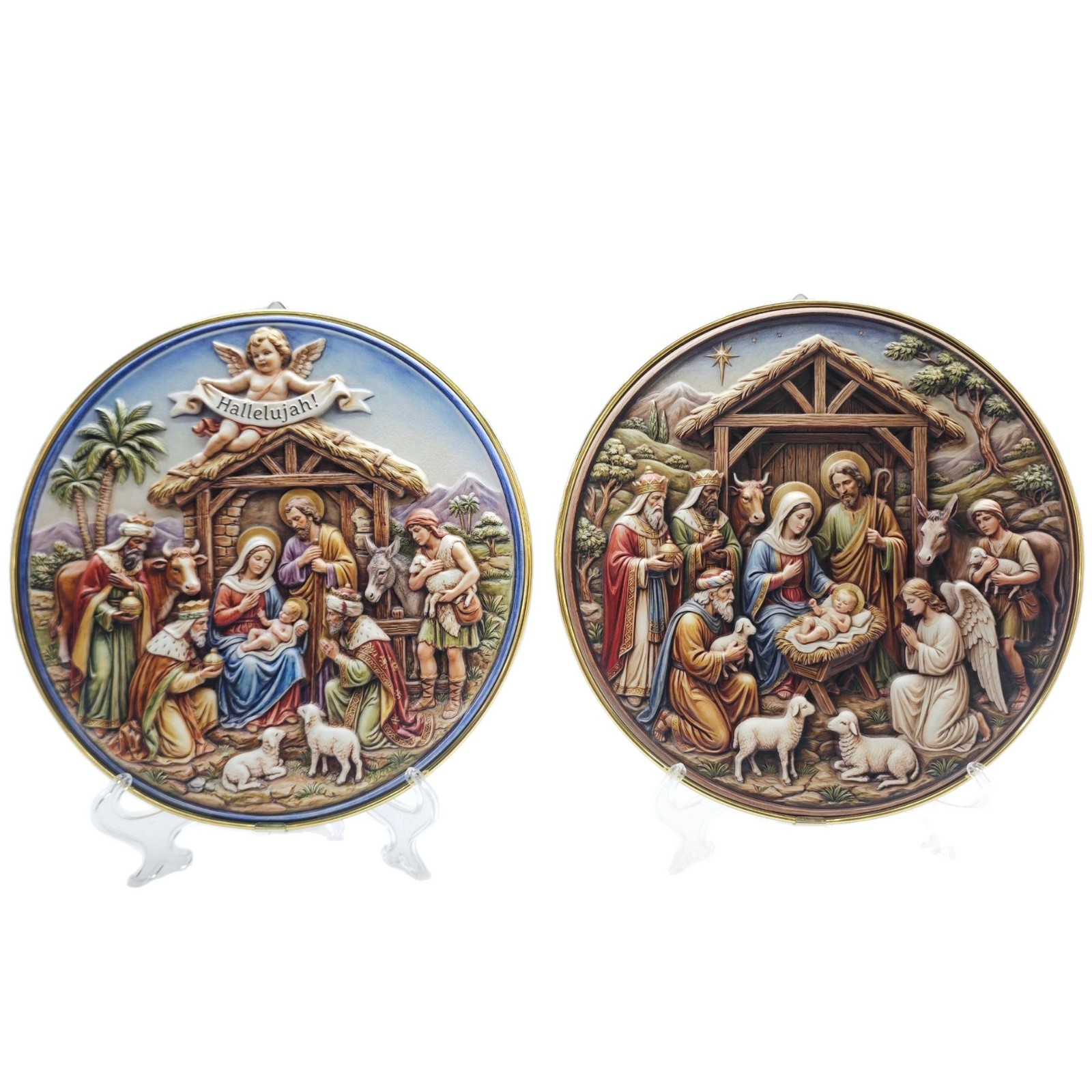 Cross-border resin export Christmas manger resin ornaments and pendants, church home decoration, three-dimensional relief handicrafts Item Picture
