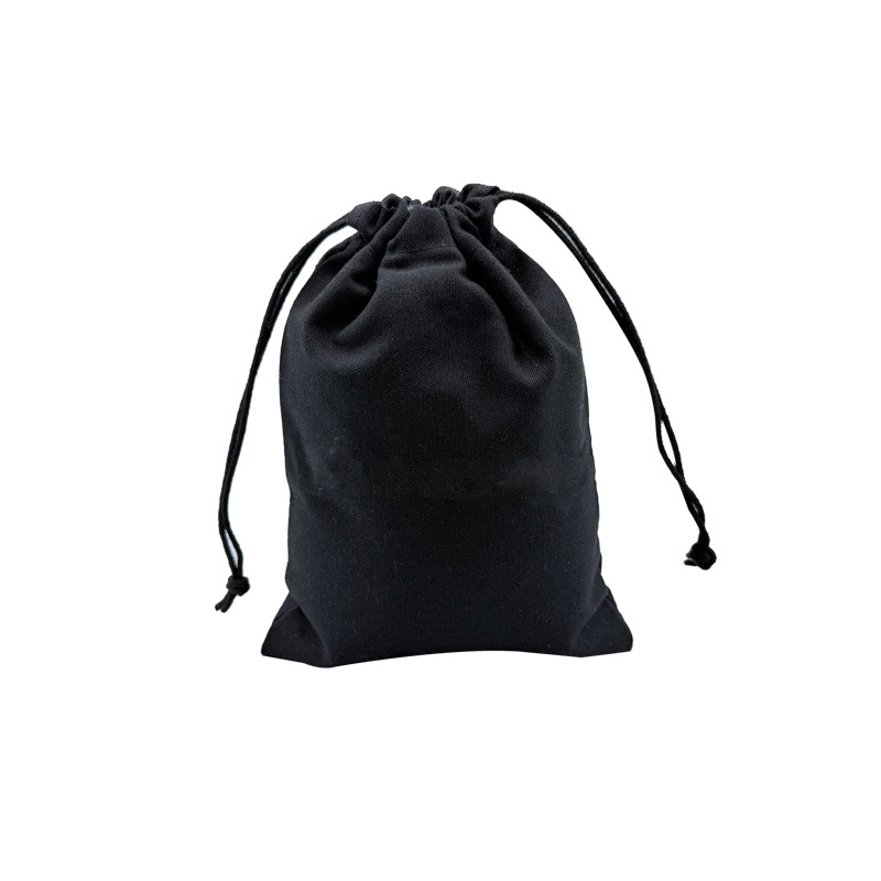 Customizable logo thickened black canvas drawstring bag, travel clothing organizing bag, drawstring cotton bag, storage bag Item Picture