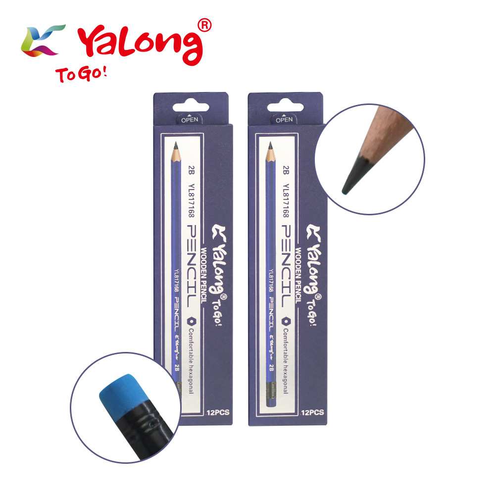 Cross-border exclusive high-quality softened wood 2B pencils, 12 pieces per box standard sketch pencil set details Picture
