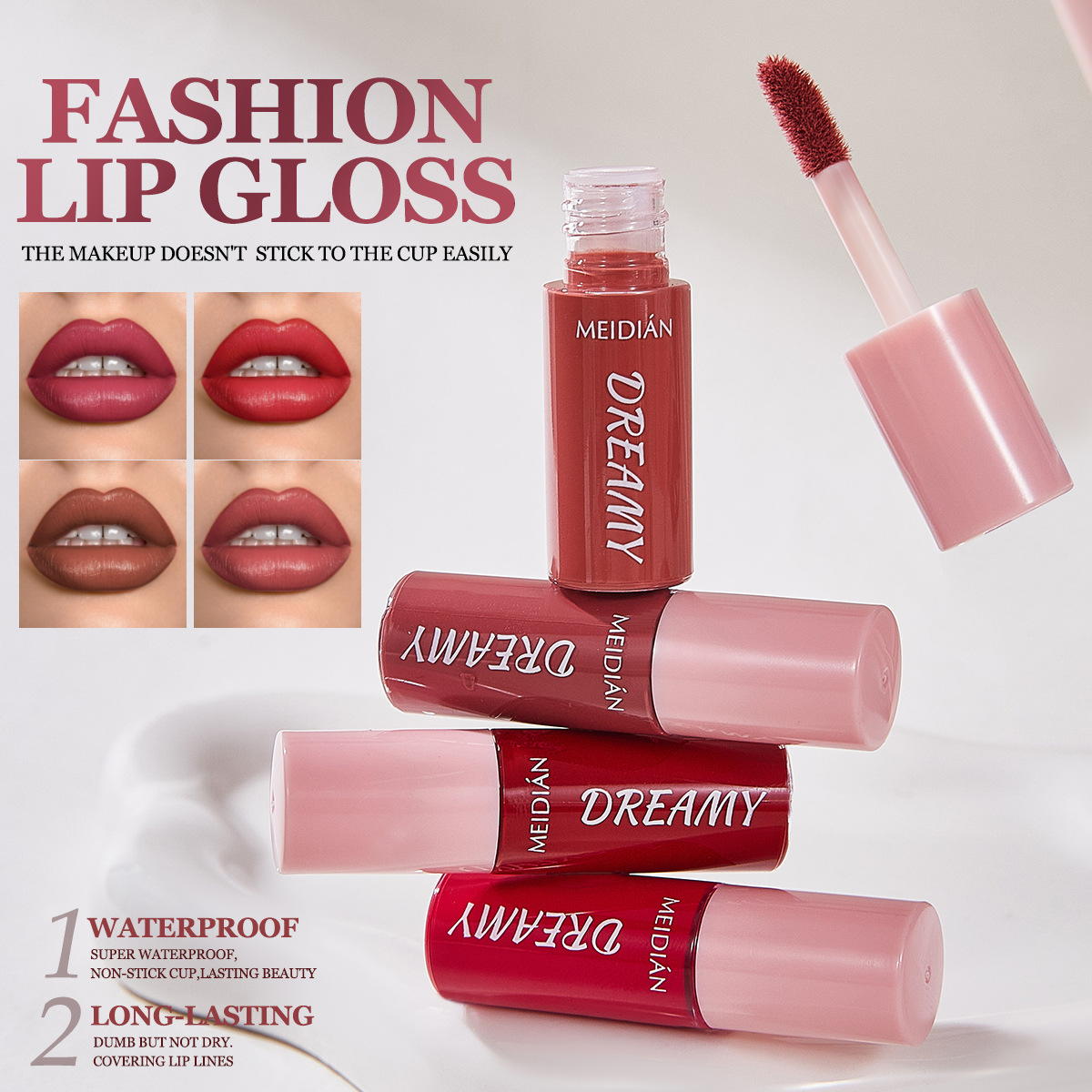 【 Cross-border Exclusive 】MEIDIAN Non-stick Lip Gloss 10-piece Set Box Wholesale Non-fading Lip gloss Specification image