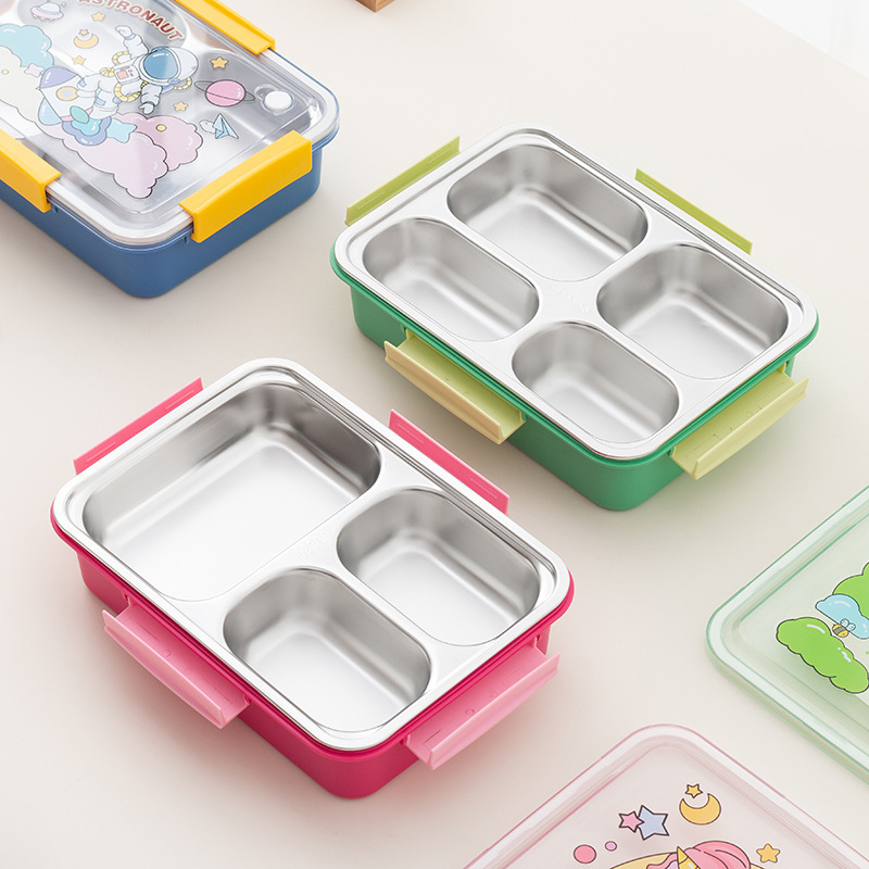 304 stainless steel anti-odor-mixing compartments lunch box, cartoon-sealed takeout, student and office worker insulated food-grade lunch box details Picture
