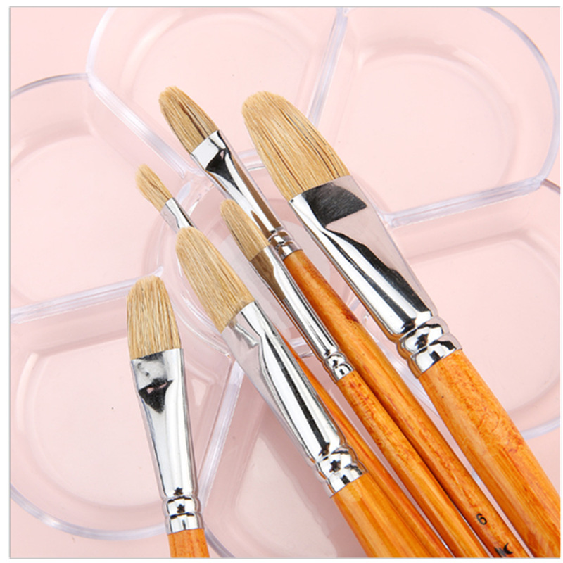 Factory direct sales of 6-piece watercolor, gouache and oil painting brushes, art painting brushes, pig's mane acrylic brush sets Application Scenario