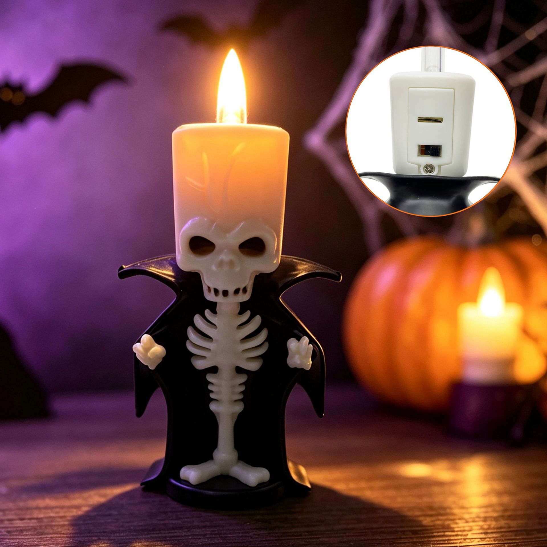 New personalized Halloween scene decoration Gothic figurette, dark and terrifying skull candle light atmosphere figurette Specification image
