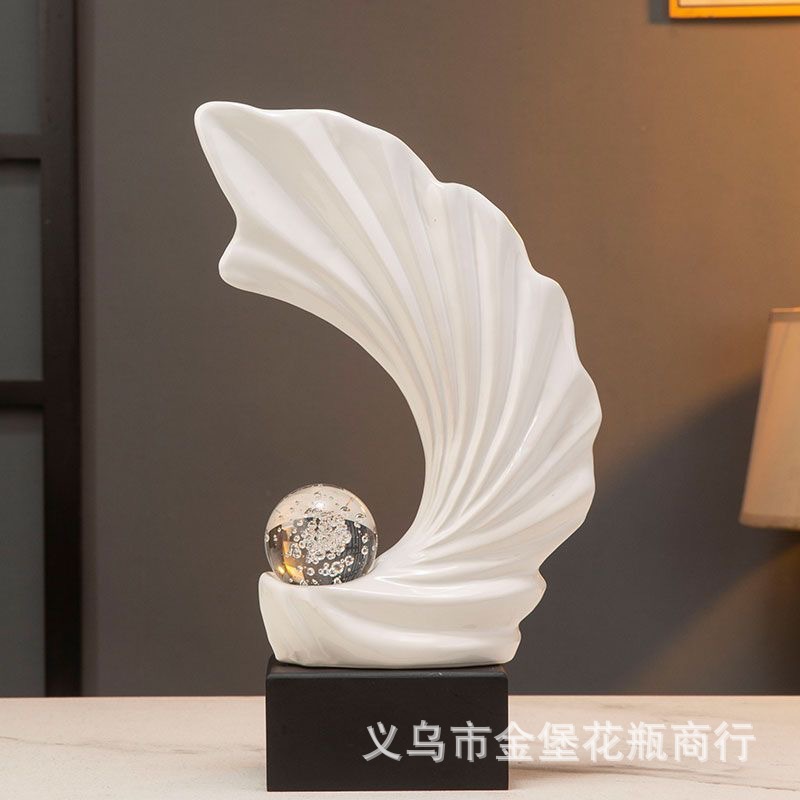 Luz olas de oro de lujo vieiras pentes de resina sala de estar tv gabinete bola de cristal decoraciones artesanía moderna para el hogar Specification image