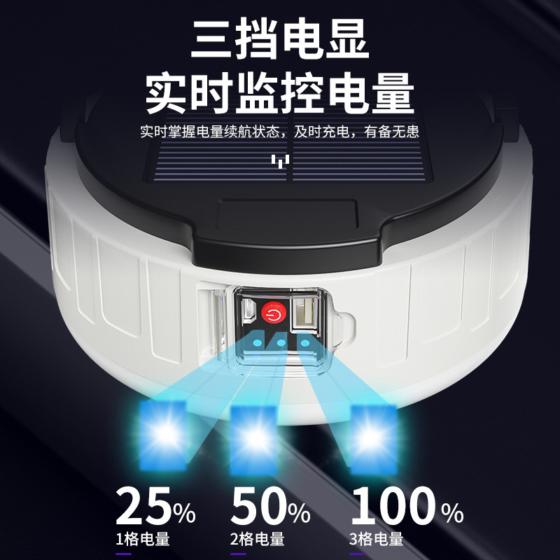 New solar-powered LED night market street lamps, outdoor garden lamps, high-endurance power failure emergency mobile LED bulbs Item Picture