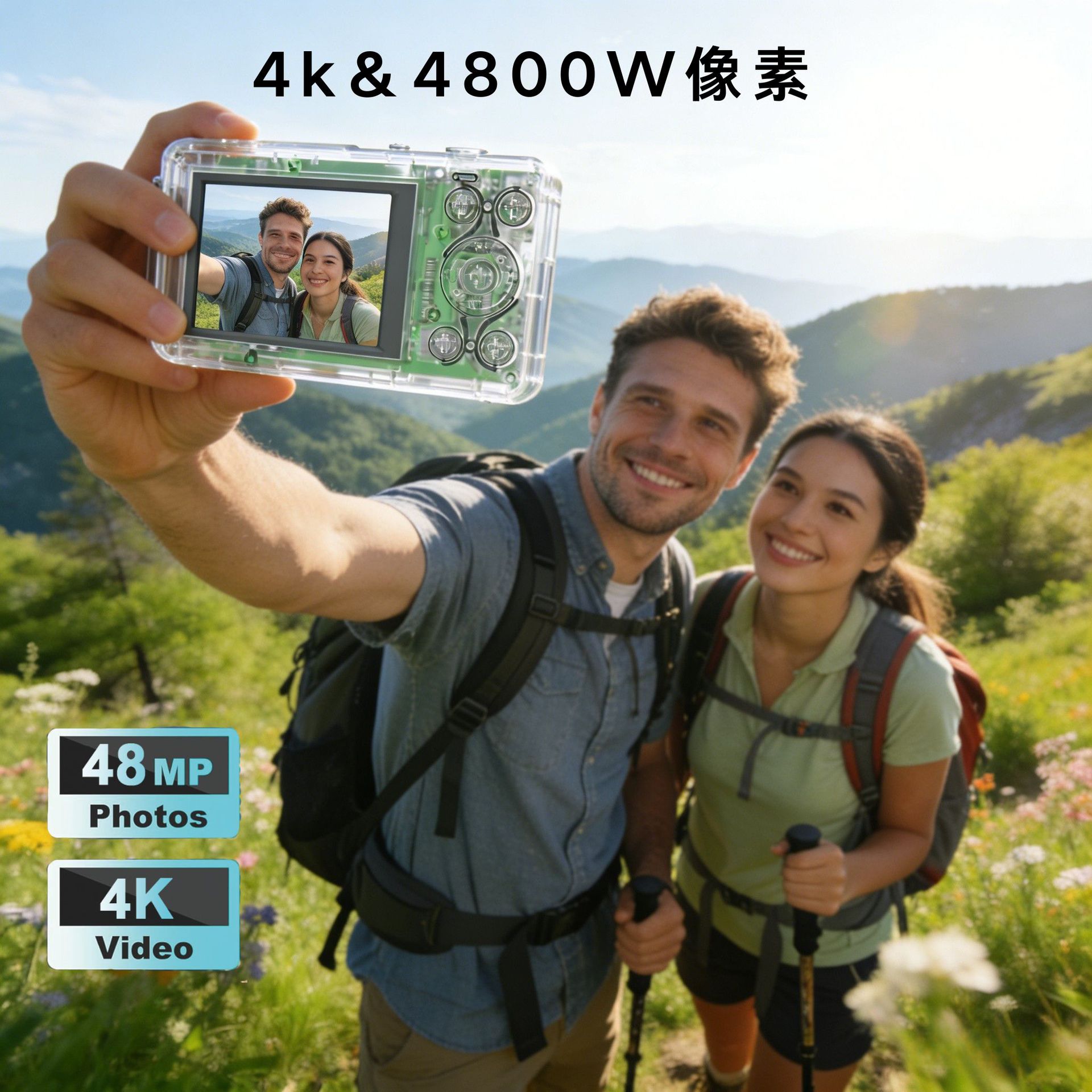 Transparent shell CCD digital camera, thumb camera, AR function, retro camera details Picture