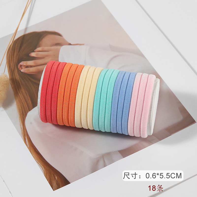Black towel loop hair tie, thickened high-elasticity jacquard seamless canned hair band, women's tie-dye style candy-colored hair accessory Specification image