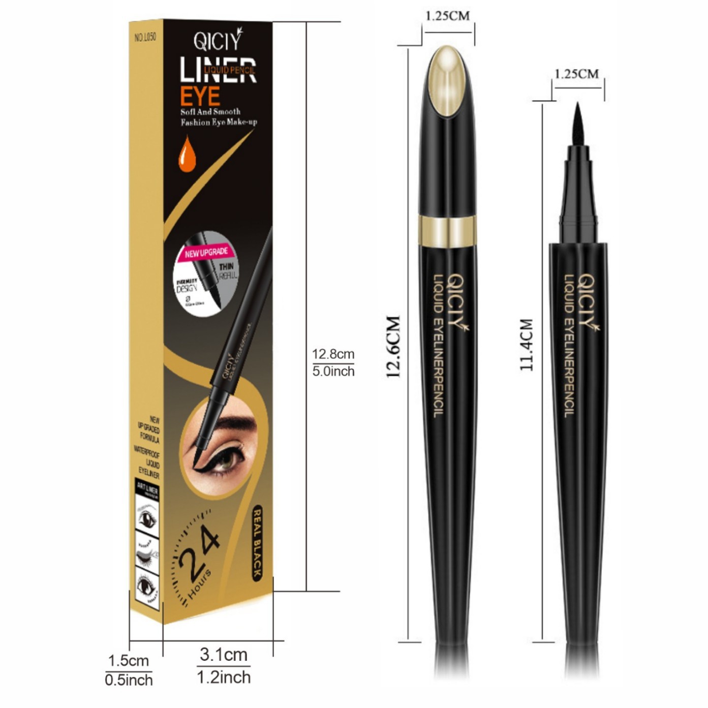 【 Cross-border Exclusive 】QICIY eyeliner Pen Waterproof, non-smudging, genuine eyeliner liquid pen, Quick-drying silkworm pen wholesale Item Picture