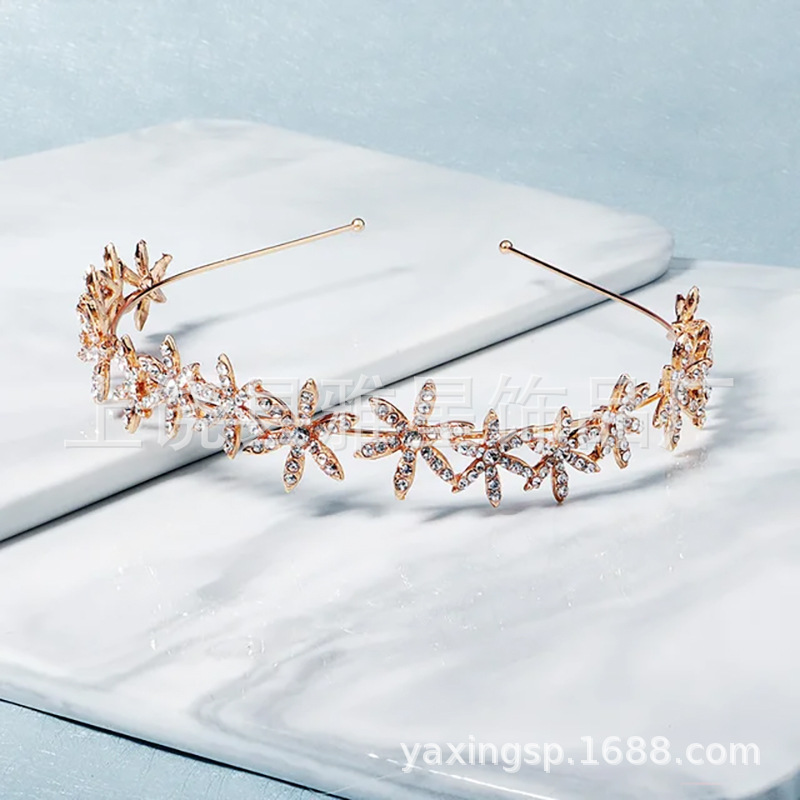 Korean-style simple bride flower rhinestone headband, silver hair accessory, forest-themed, sweet and fashionable princess photo daily life Specification image