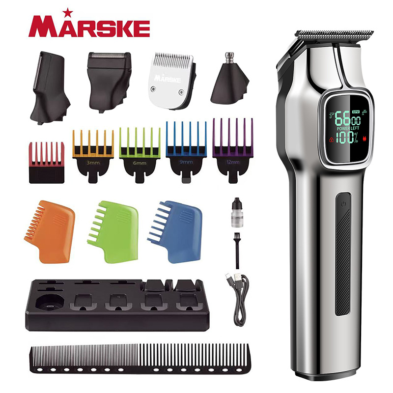Five-in-one men's multi-functional hair clipper, home LCD digital display hair cutter, nose hair trimmer, electric shaver Item Picture