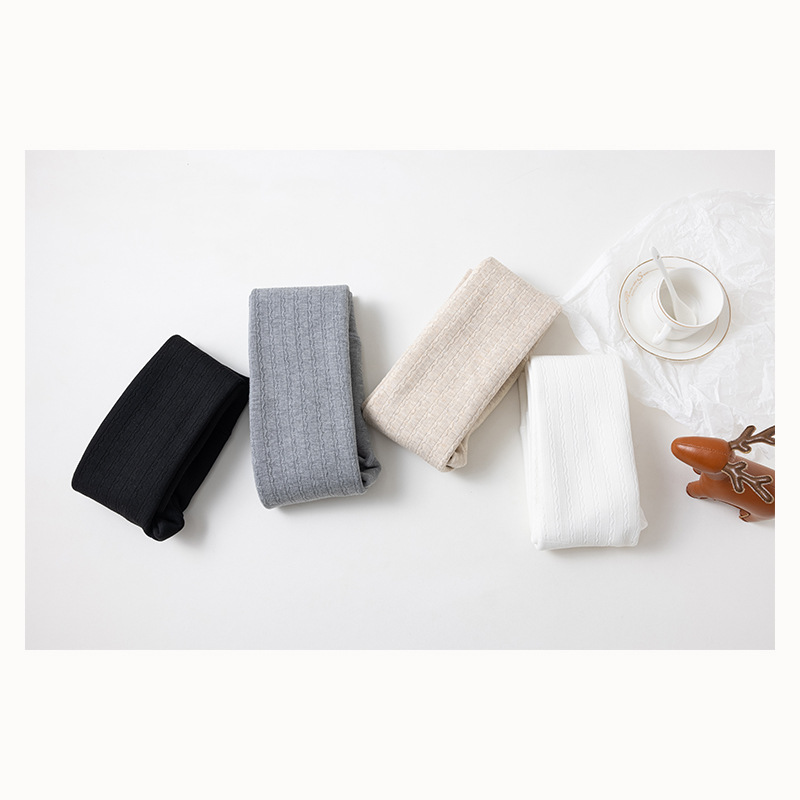 Girls' pantyhose with fleece and thickened, winter baby warmth, knitted one-piece fleece solid color, autumn and winter children's base pants Item Picture