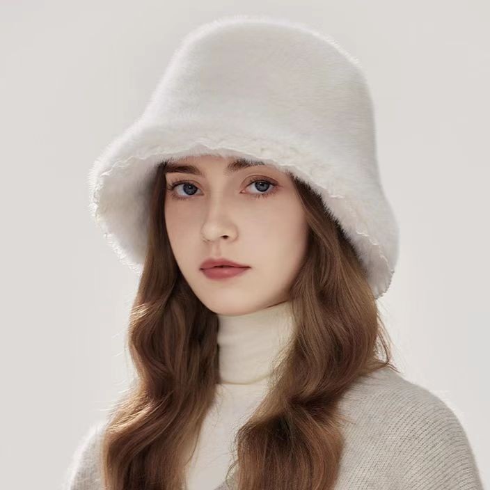 盆百搭针织保暖韩系显脸渔夫帽女毛线帽子甜美可爱蕾丝花边小秋冬