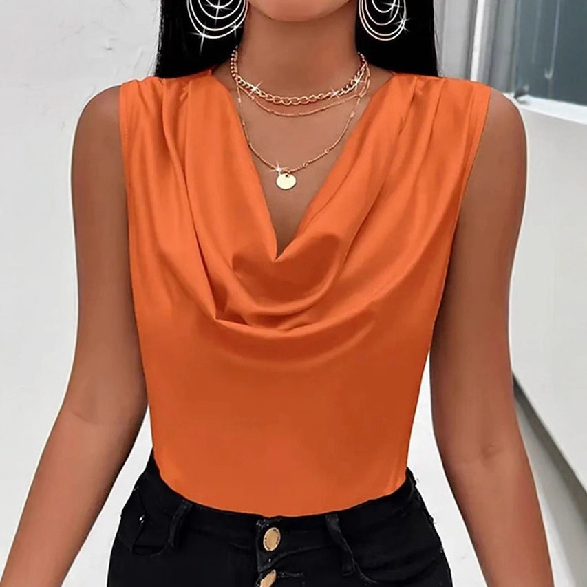 A simple and modern sleeveless lapel basic vest for daily use on a unique cross-border independent website in Europe and America full figure