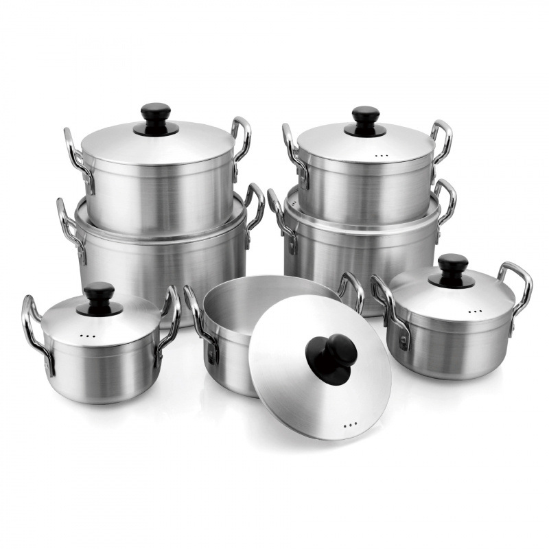 Cross-border bestseller aluminum pot 16-28cm thin and matte aluminum soup pot, commercial hotel cookware, aluminum pot set pot details Picture