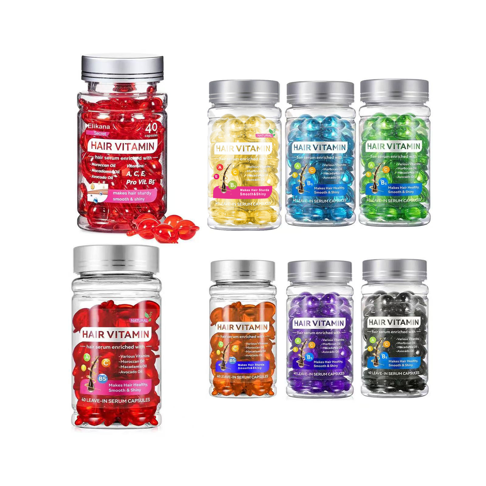 跨境现货全英文免洗护发素摩洛哥坚果油护发精油胶囊防毛躁精油