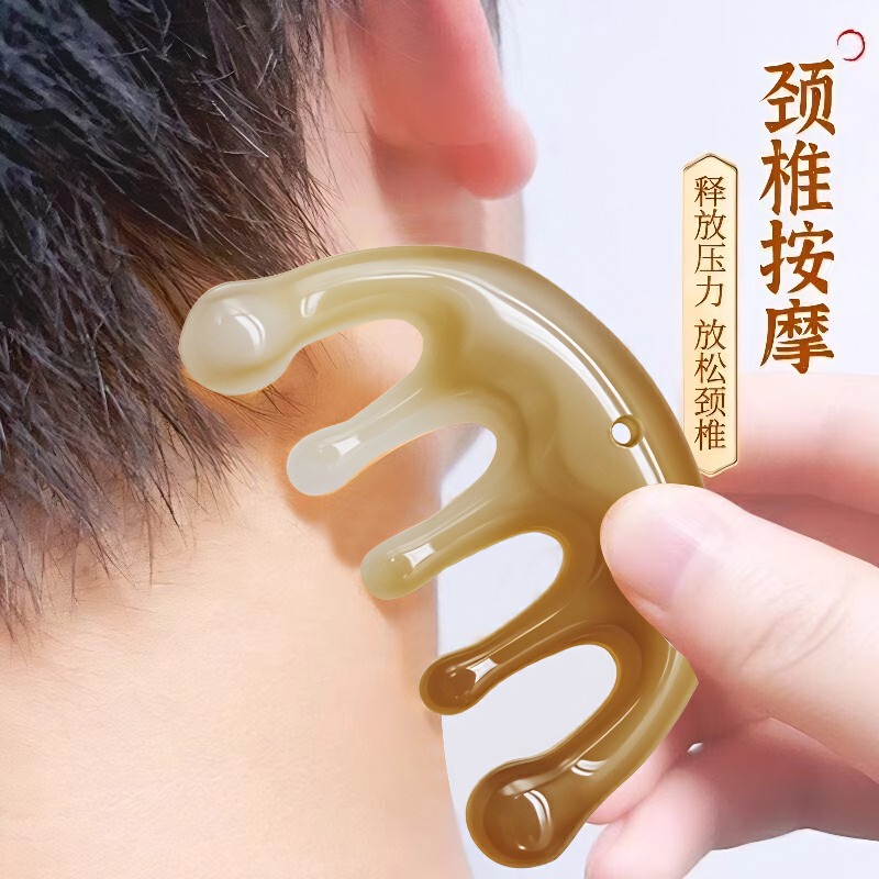 Portable perforated meridian massage comb, facial gua sha, five-toothed head massage, home massage meridian comb, cross-border bestseller details Picture