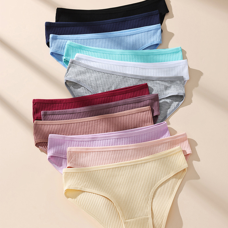 Cross-border underwear, sexy threaded underwear, women's underwear, European and American women's underwear, sports pure cotton low-rise women's triangle shorts details Picture