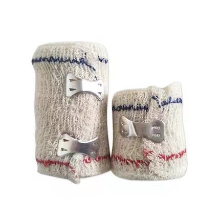 For export only. Red Cross spandex bandage, cotton high-elasticity bandage, red and blue thread spandex bandage, 5*450cm Item Picture