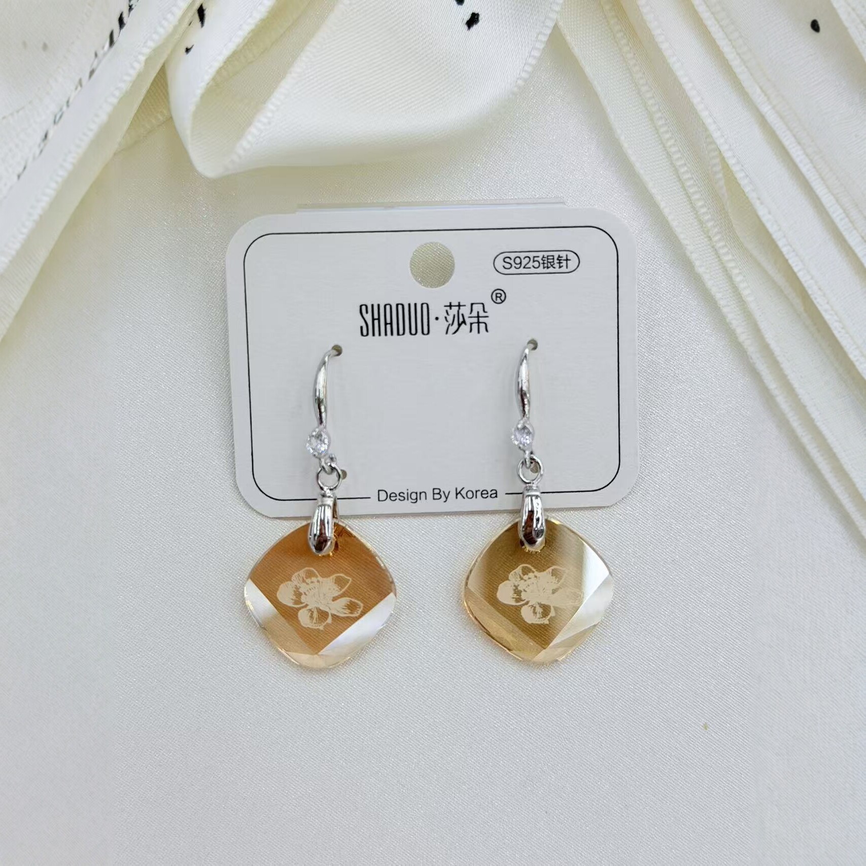 S925 Silver Needle Colored candy-colored crystal Earrings for Women, Korean style, fresh and light forest style, fashionable and versatile earrings wholesale Application Scenario