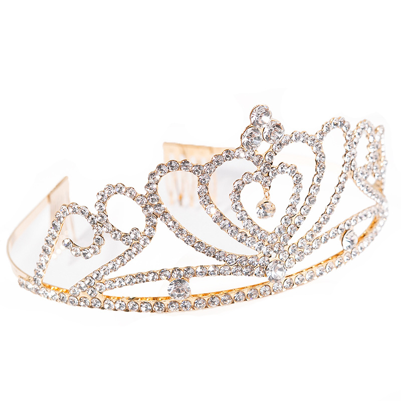 Wholesale of new heart-shaped pendants, water diamonds, bride crowns, women's wedding and wedding full-diamond headwear for cross-border trade in Europe and America details Picture