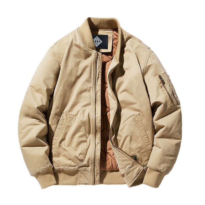The new winter flight jacket for men is a loose and large-sized workwear cotton-padded jacket that is trendy and warm for the youth