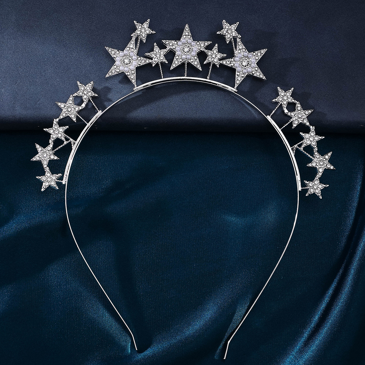 European and American party zinc alloy water diamond star headband, diamond five-pointed star, festival celebration hair accessory, crown fashionable headwear details Picture
