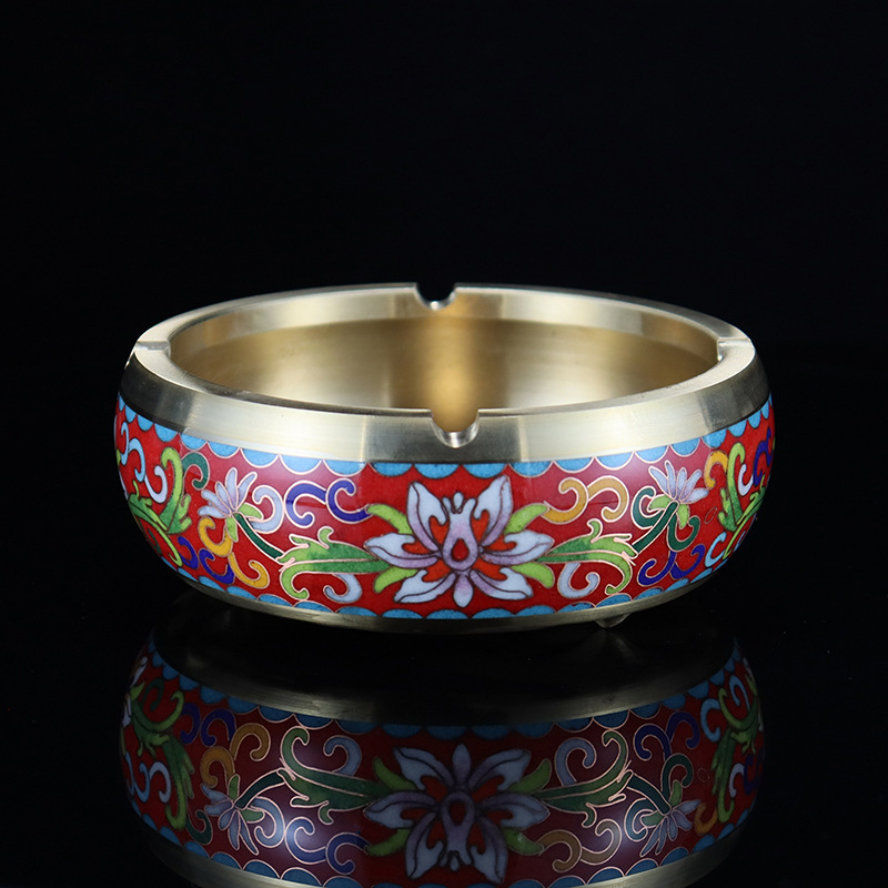 Beijing Cloisonne craft cultural gift and decorative items, traditional cast copper filigree low-temperature enamel ashtrays details Picture