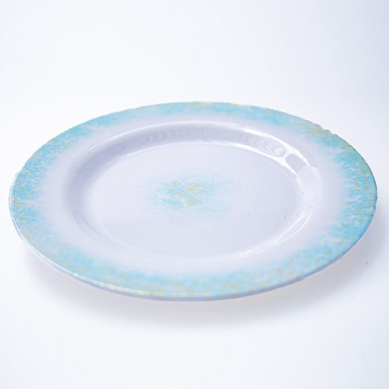 Foreign trade plastic round plates, melamine plates, imitation porcelain tableware, barbecue plates, vegetable plates, saucers, rice bowls, flat plates, shallow plates Item Picture