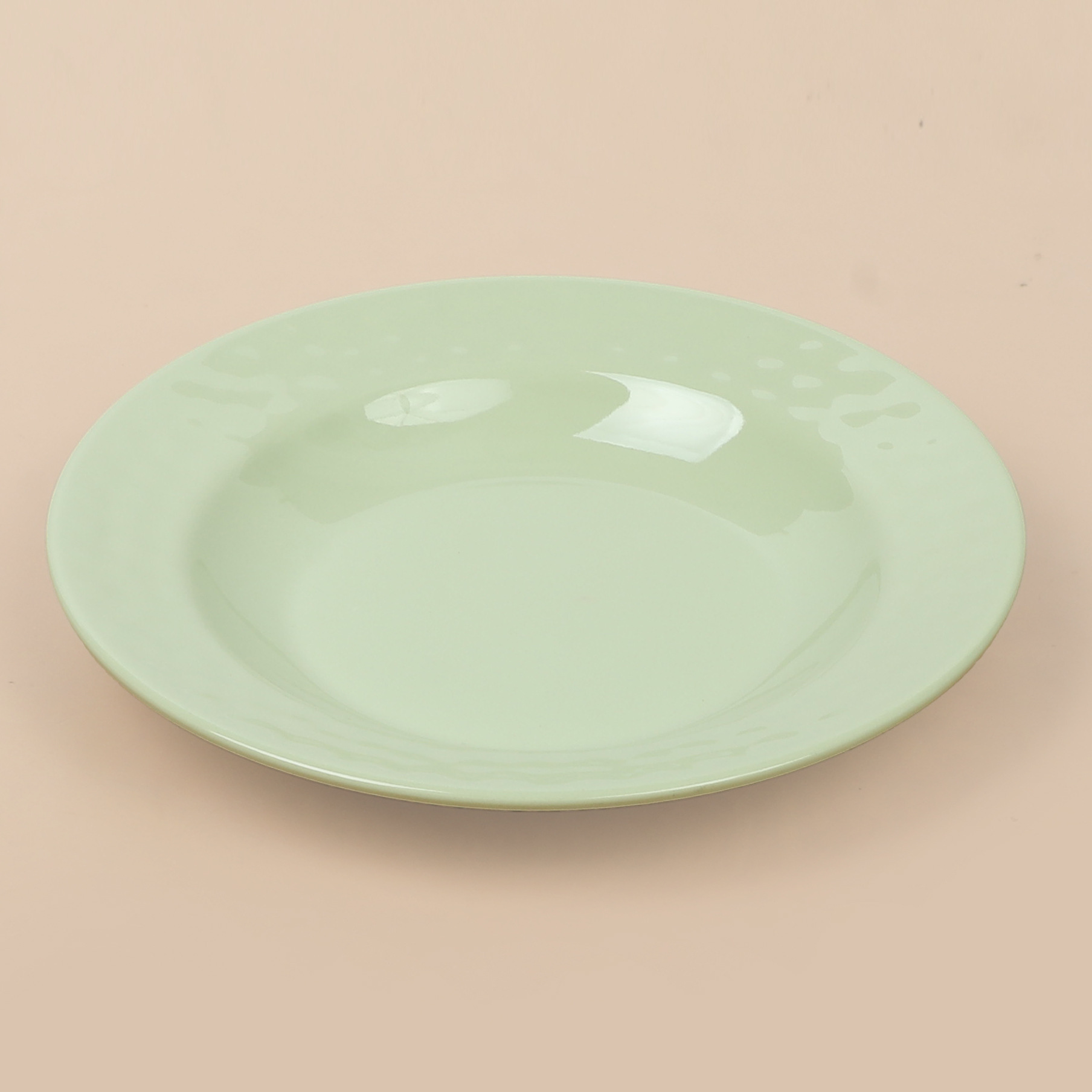 Green round plates for foreign trade, melamine imitation porcelain flat plates, restaurant plates, hotel deep plates, round plates, stir-frying plates, bone plates Specification drawing