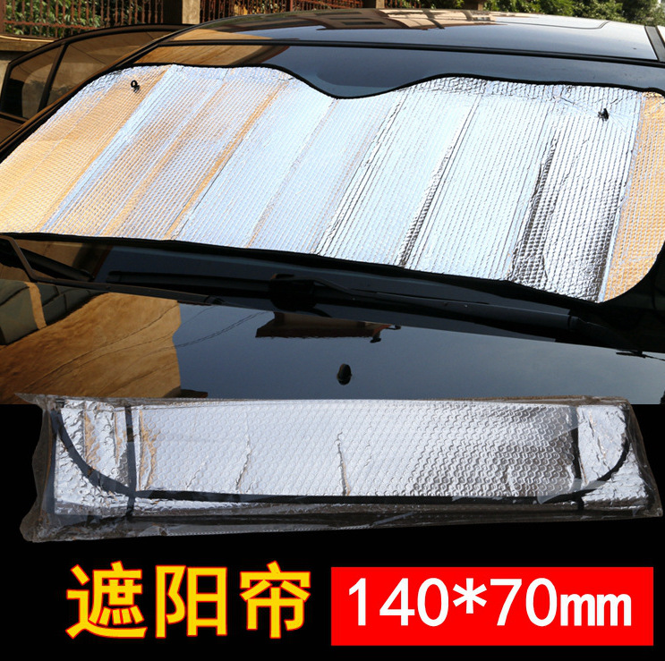 Double-sided silver aluminum foil bubble car sunshade, LOGO printable car 140*70 sunshade Application Scenario