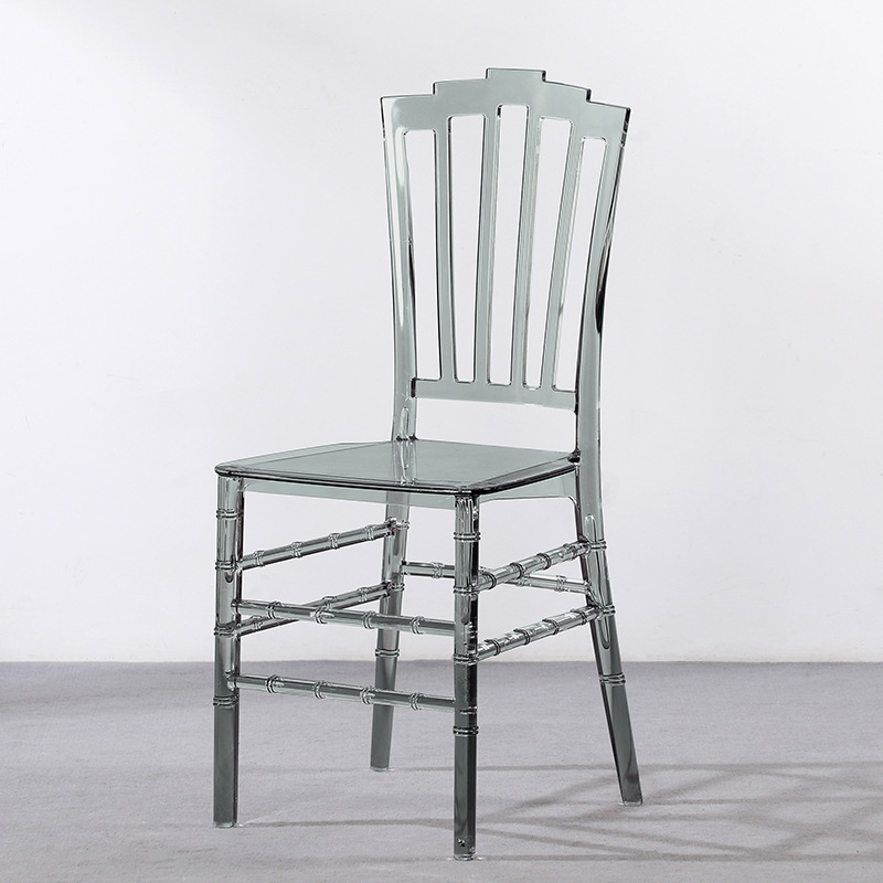 网红水晶竹节椅子塑料PC透明亚克力婚礼堂主题宴会厅婚庆户外餐椅