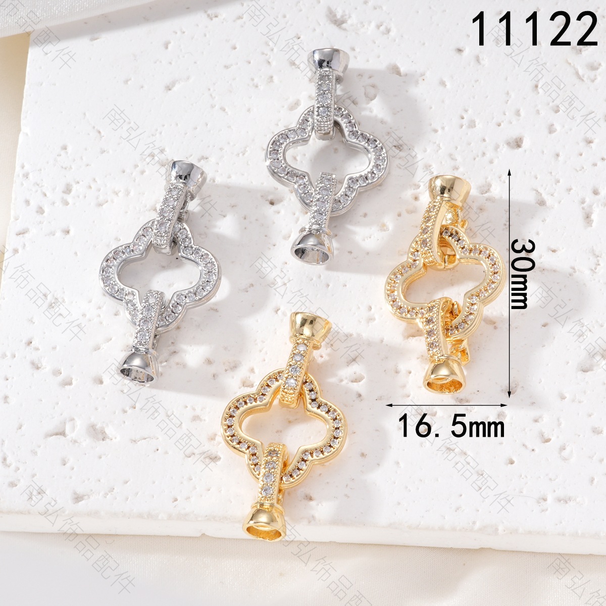Copper-plated real gold color retention, zirconium-inlaid flower necklace clasp, mother-and-child clasp, high-end pearl pendant, DIY jewelry accessory