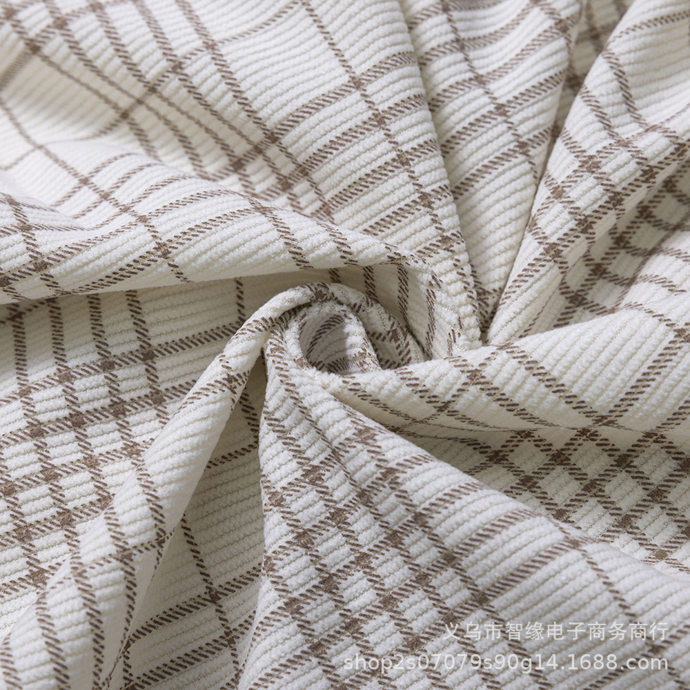 Checkered printed corduroy 16-strip elastic fabric for clothing, accessories, pet supplies, coverings, diy handmade fabric Specification image