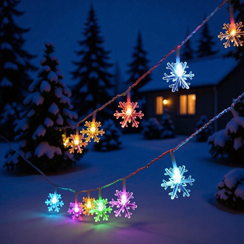LED圣诞装饰灯串雪花灯串满天星彩灯户外露营圣诞树节日氛围灯