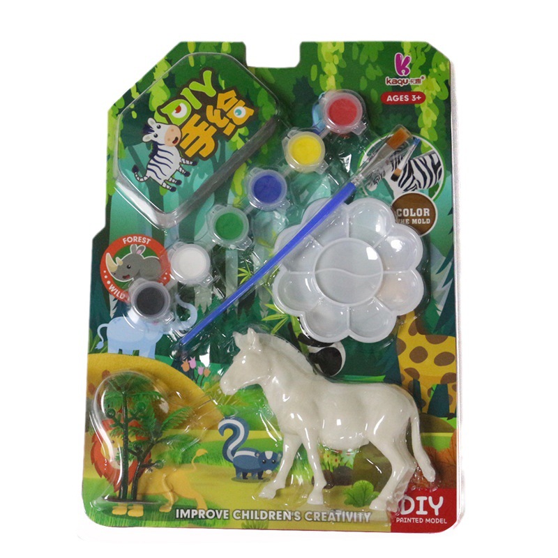 Cartoon creative coloring cards for children, DIY wildlife world cognition, hands-on DIY coloring toys Item Picture