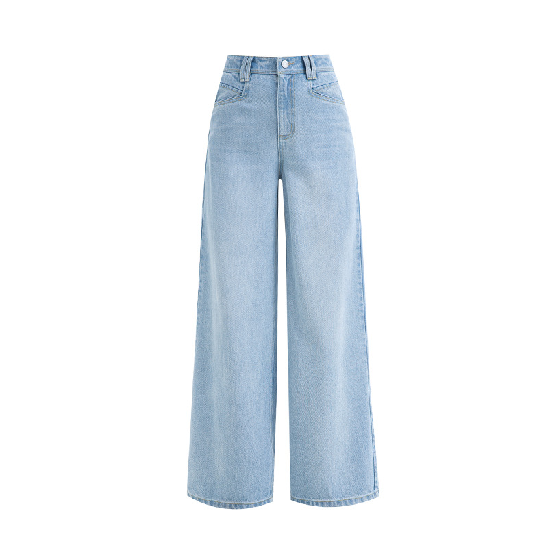 如果2026年夏季新款中高腰宽松阔腿裤女莱赛尔天丝垂顺牛仔裤8173白底实物图