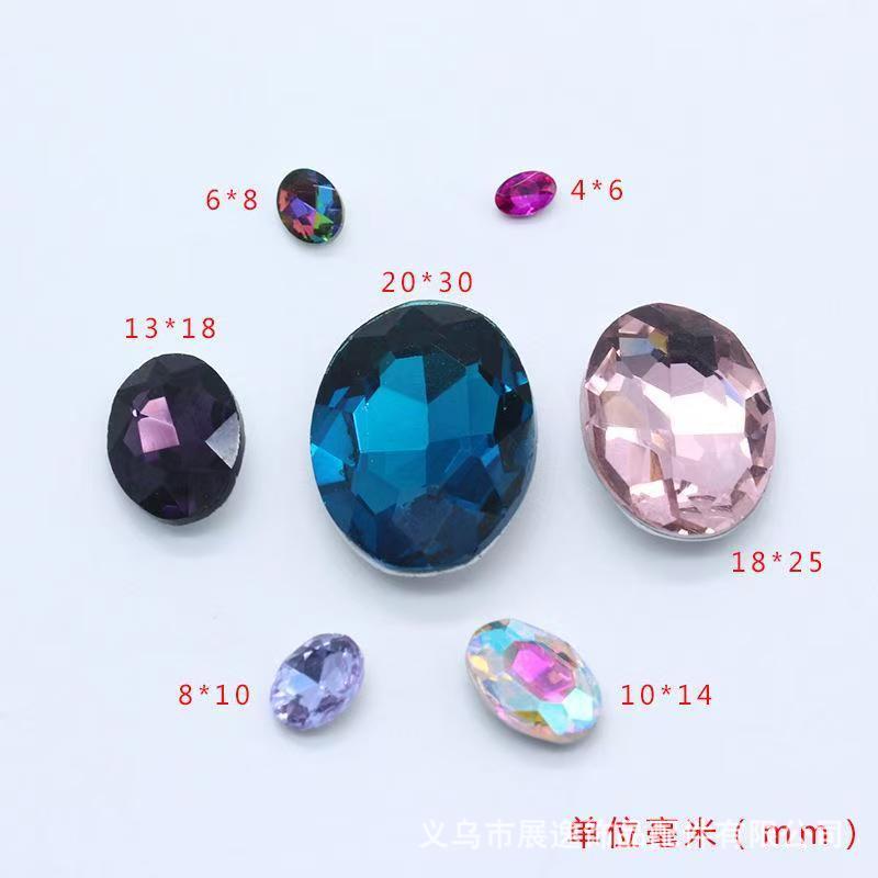 DIY nail art, diamond shoes, bags, hair accessories, clothing and accessories batch. Oval, common color, water diamond, pigeon egg, crystal, glass, zircon details Picture