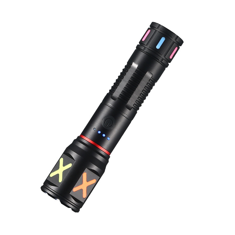 A cross-border best-selling Pailide high-intensity flashlight with a fluorescent strip, telescopic zoom, and an aluminum alloy long-range white laser flashlight Item Picture
