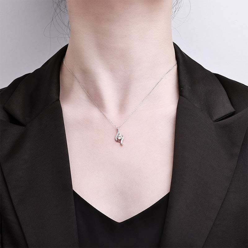 Zhuoheng Carefully selected silver pearl pendant necklace, classic and fashionable silver jewelry lanyard, women's jewelry