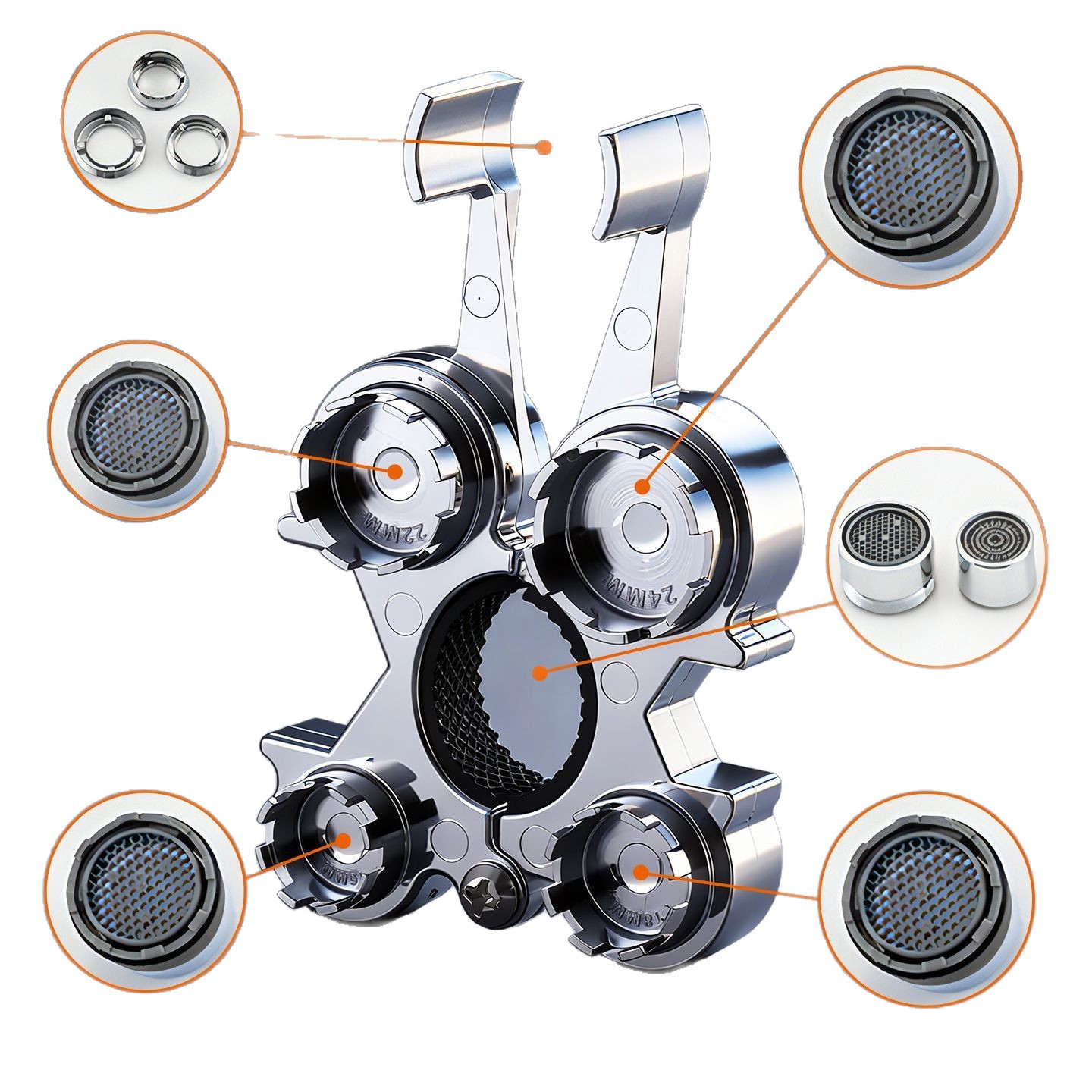 Faucet aerator disassembly wrench, a multi-functional maintenance tool for disassembling and installing faucet valve cores in the bathroom Item Picture