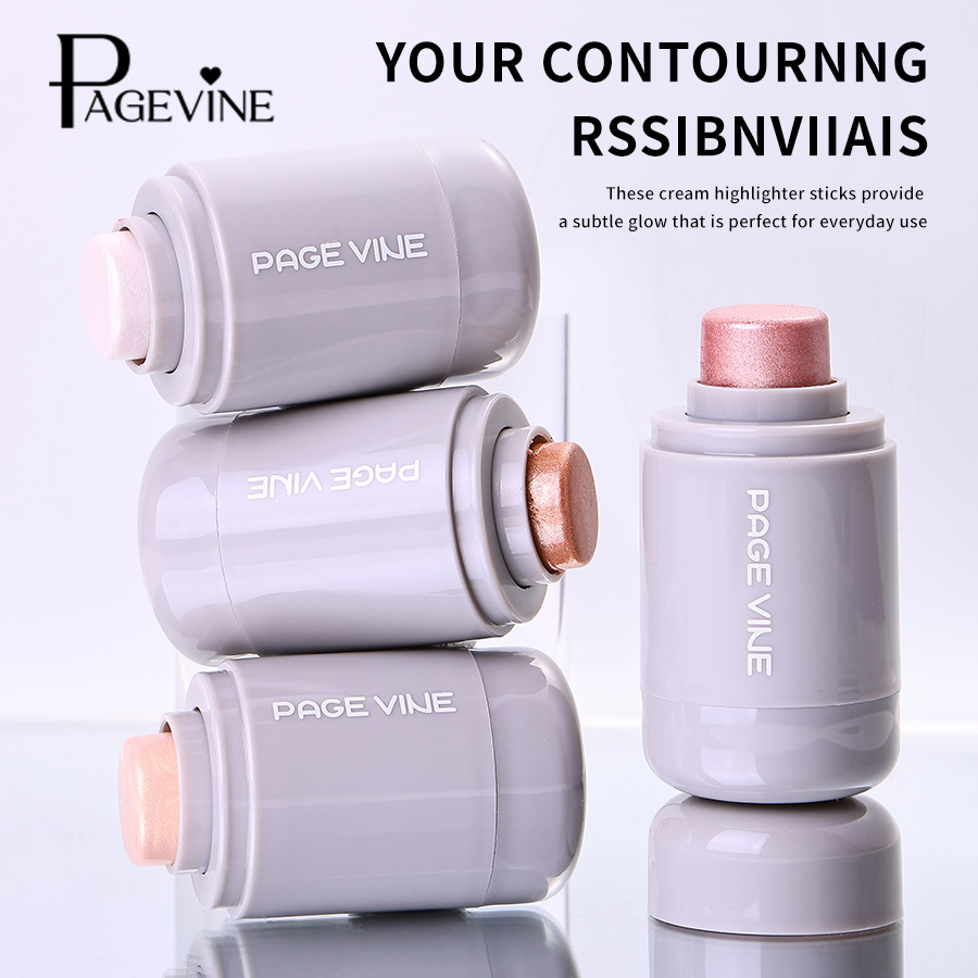 跨境彩妆PAGEVINE口袋高光棒自然提亮细闪亚马逊爆款眼影水光棒